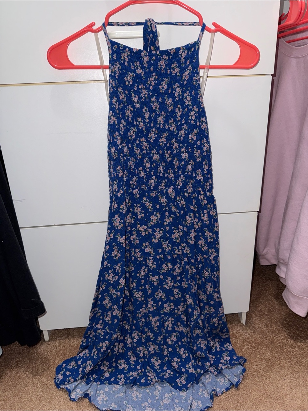 American Eagle Outfitters Blue Floral Halter Dress